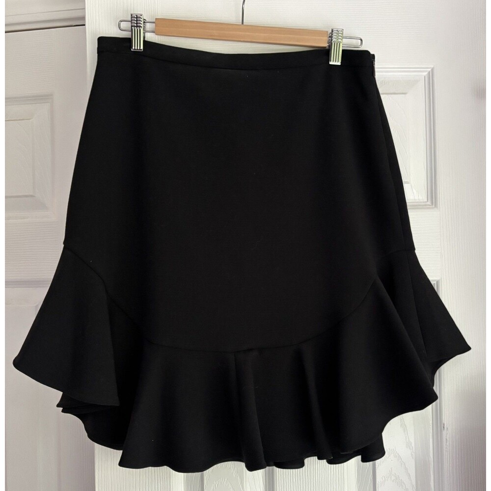 NWT Anthropologie Leifsdottir Black Ruffle Flare Skirt Size 10 Lined Timeless